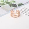 imageStar Statement Rose Gold Plated Ring for Women Girls CZ Engagement Layer Beaded Open Band Rings Comfort Fit Promise Wedding Birthday Christmas Party Jewelry Gift for Bridal Sister Size 8