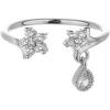 imageCZ Flower Star Open Wrap Ring for Women Girls Silvery Cubic Zirconia Teardrop Charms Drop Dangle Adjustable Finger Rings Comfort Fit Fashion Cute Wedding Engagement Birthday Christmas Jewelry Gift