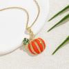 imageDtja Rhinestone Pumpkin Pendant Necklace for Women GoldTone Fashion Enamel Halloween Thanksgiving Green Leaf Charms Link Chain Adjustable Cute Fall Holiday Festival Jewelry Gift Souvenir 18quot