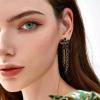 imageRound Circle Long Fringe Dangle Drop Earrings for Women GoldToned Vintage Birthstone Tassel Statement Charms Elegant Lightweight Birthday Holiday 50s 60s JewelryBlack