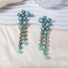 imageRound Circle Long Fringe Dangle Drop Earrings for Women GoldToned Vintage Birthstone Tassel Statement Charms Elegant Lightweight Birthday Holiday 50s 60s JewelryTurquoise