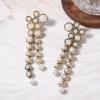 imageRound Circle Long Fringe Dangle Drop Earrings for Women GoldToned Vintage Birthstone Tassel Statement Charms Elegant Lightweight Birthday Holiday 50s 60s JewelryWhite