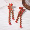 imageRound Circle Long Fringe Dangle Drop Earrings for Women GoldToned Vintage Birthstone Tassel Statement Charms Elegant Lightweight Birthday Holiday 50s 60s JewelryRed
