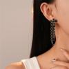imageRound Circle Long Fringe Dangle Drop Earrings for Women GoldToned Vintage Birthstone Tassel Statement Charms Elegant Lightweight Birthday Holiday 50s 60s JewelryBlack