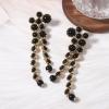 imageRound Circle Long Fringe Dangle Drop Earrings for Women GoldToned Vintage Birthstone Tassel Statement Charms Elegant Lightweight Birthday Holiday 50s 60s JewelryBlack