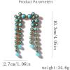 imageRound Circle Long Fringe Dangle Drop Earrings for Women GoldToned Vintage Birthstone Tassel Statement Charms Elegant Lightweight Birthday Holiday 50s 60s JewelryTurquoise