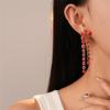 imageRound Circle Long Fringe Dangle Drop Earrings for Women GoldToned Vintage Birthstone Tassel Statement Charms Elegant Lightweight Birthday Holiday 50s 60s JewelryRed