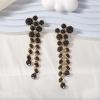 imageRound Circle Long Fringe Dangle Drop Earrings for Women GoldToned Vintage Birthstone Tassel Statement Charms Elegant Lightweight Birthday Holiday 50s 60s JewelryBlack