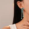 imageRound Circle Long Fringe Dangle Drop Earrings for Women GoldToned Vintage Birthstone Tassel Statement Charms Elegant Lightweight Birthday Holiday 50s 60s JewelryTurquoise