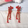 imageRound Circle Long Fringe Dangle Drop Earrings for Women GoldToned Vintage Birthstone Tassel Statement Charms Elegant Lightweight Birthday Holiday 50s 60s JewelryRed
