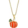 imageDtja Rhinestone Pumpkin Pendant Necklace for Women GoldTone Fashion Enamel Halloween Thanksgiving Green Leaf Charms Link Chain Adjustable Cute Fall Holiday Festival Jewelry Gift Souvenir 18quot