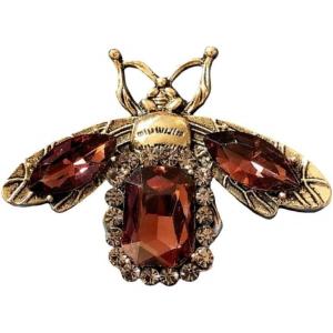 imageRhinestone Bee Brooch Pin for Women Men Fashion Crystal Vintage Green CZ Emerald Insect Animal Brooches Lapel Pins Dainty Dress Accessories Jewelry Boutonniere Corsage for Hat Bag Suit Tie Wedding BirthdayBrown