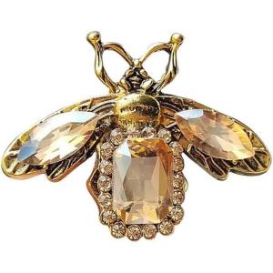 imageRhinestone Bee Brooch Pin for Women Men Fashion Crystal Vintage Green CZ Emerald Insect Animal Brooches Lapel Pins Dainty Dress Accessories Jewelry Boutonniere Corsage for Hat Bag Suit Tie Wedding BirthdayChampagne