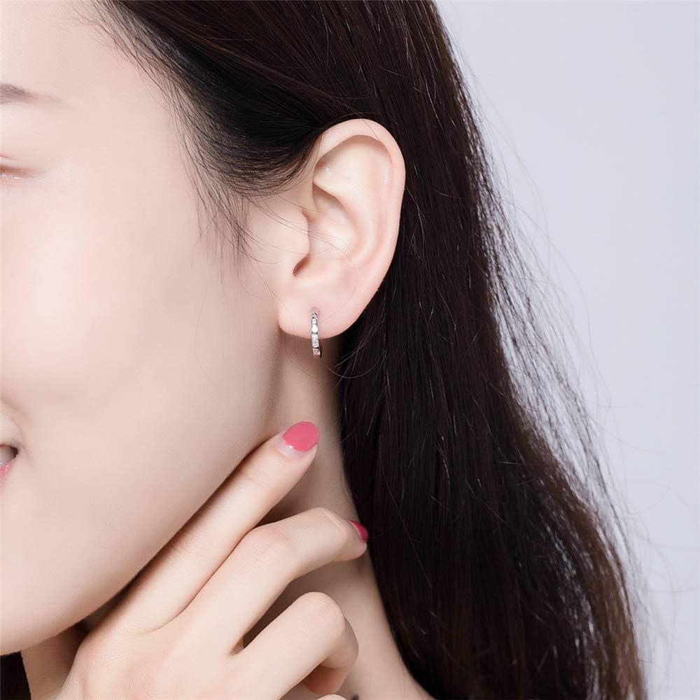 imageCZ Small Hoop Earrings for Women Teen Girls 925 Sterling Silver Cubic Zirconia Cuff Cartilage Ear Tiny Hinged Huggie Diamond Hoops Hypoallergenic Jewelry Wedding Birthday Gift 9mm