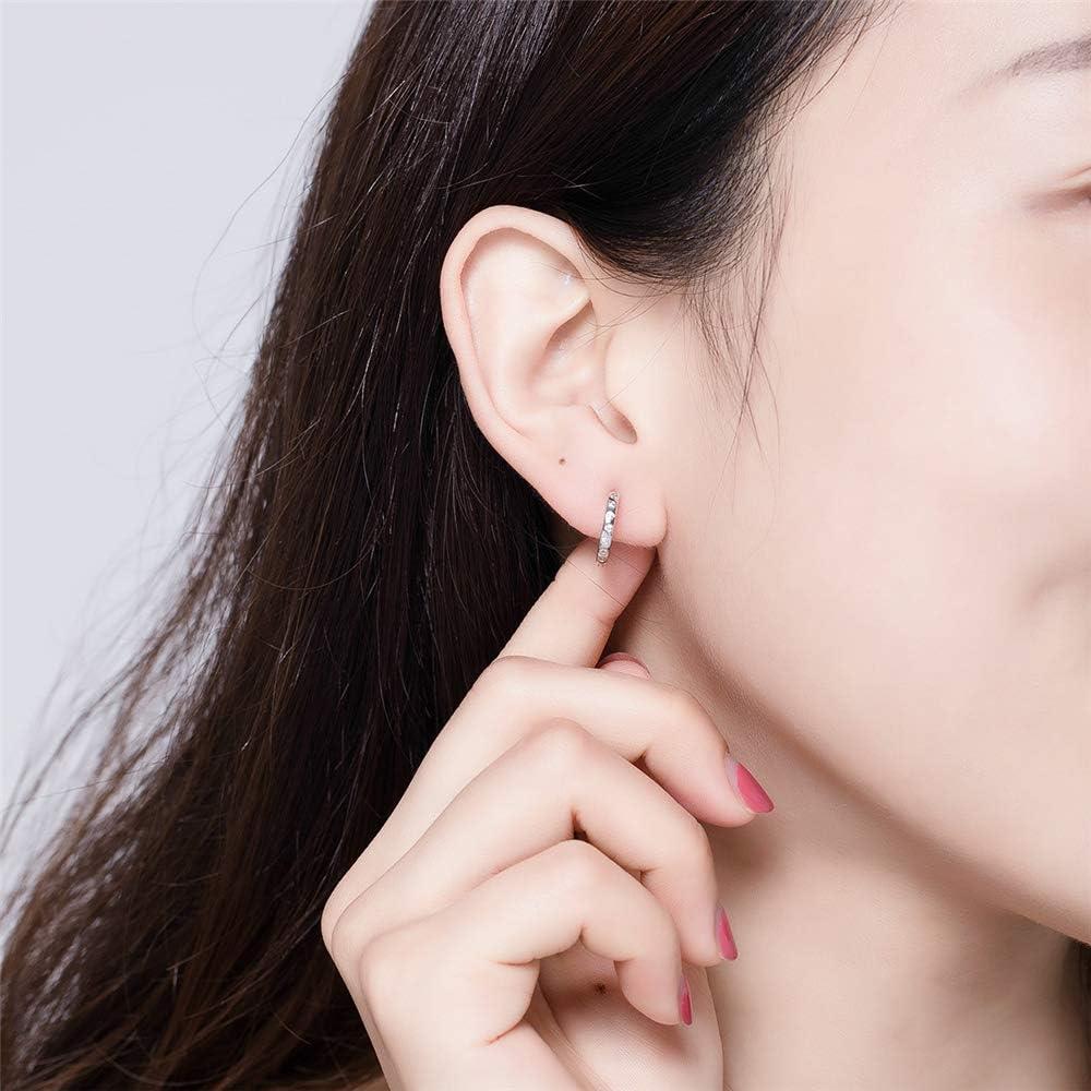 imageCZ Small Hoop Earrings for Women Teen Girls 925 Sterling Silver Cubic Zirconia Cuff Cartilage Ear Tiny Hinged Huggie Diamond Hoops Hypoallergenic Jewelry Wedding Birthday Gift 9mm