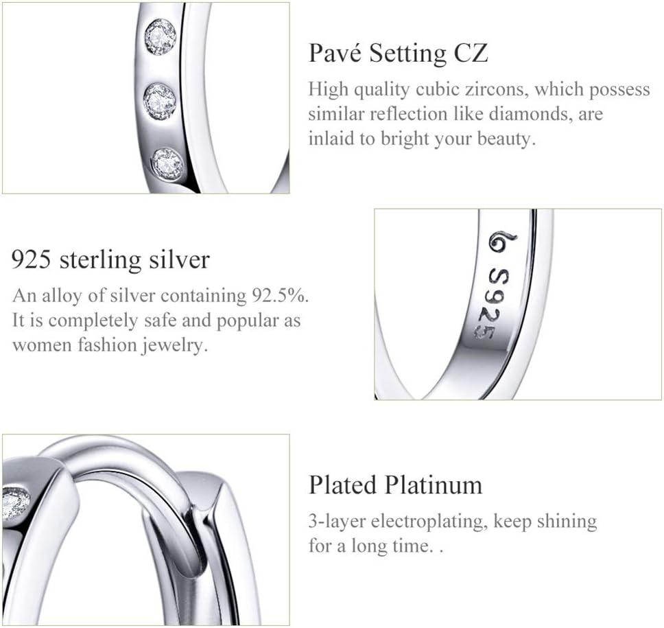 imageCZ Small Hoop Earrings for Women Teen Girls 925 Sterling Silver Cubic Zirconia Cuff Cartilage Ear Tiny Hinged Huggie Diamond Hoops Hypoallergenic Jewelry Wedding Birthday Gift 9mm