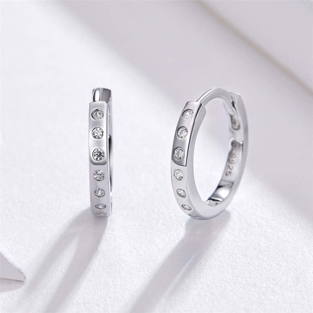 imageCZ Small Hoop Earrings for Women Teen Girls 925 Sterling Silver Cubic Zirconia Cuff Cartilage Ear Tiny Hinged Huggie Diamond Hoops Hypoallergenic Jewelry Wedding Birthday Gift 9mm
