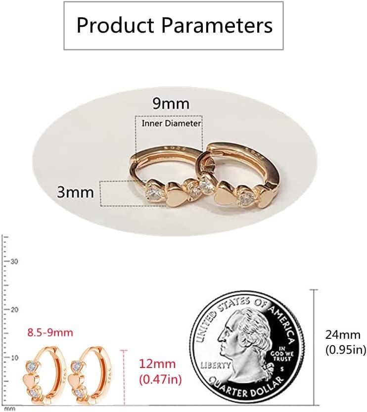 imageDouble Love Heart Cubic Zirconia Small Hoop Earrings for Women Girls 925 Sterling Silver Cartilage Tiny Cute Huggie Hoops Hypoallergenic Nickel Free Holiday Jewelry Gifts for Her Rose GoldTone