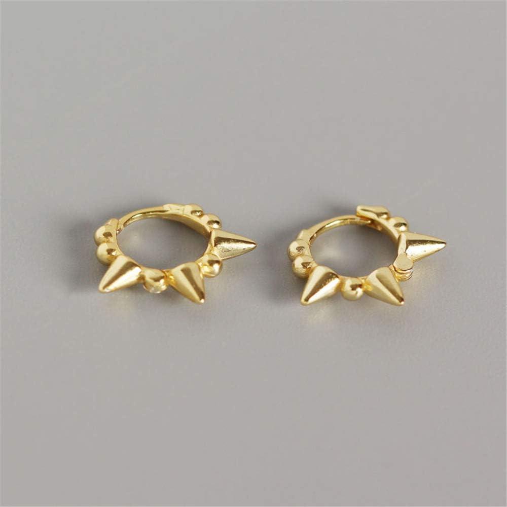 imagePunk Ball Bead Spikes Stud Small Hoop Earrings for Women Teen Girls 925 Sterling Silver Mini Dot Charms Huggie Hoops Cuff Cartilage Stud Tragus Helix Wrap Earrings Rock Fashion JewelryYellow