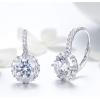 imageCubic Zirconia Leverback Dangle Hoop Earrings for Women 925 Sterling Silver Huggie Charm Round Halo CZ Drop Dangling Clip on Stud Earrings Dainty Wedding Jewelry Bridal Gift