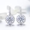 imageCubic Zirconia Leverback Dangle Hoop Earrings for Women 925 Sterling Silver Huggie Charm Round Halo CZ Drop Dangling Clip on Stud Earrings Dainty Wedding Jewelry Bridal Gift