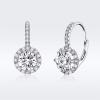 imageCubic Zirconia Leverback Dangle Hoop Earrings for Women 925 Sterling Silver Huggie Charm Round Halo CZ Drop Dangling Clip on Stud Earrings Dainty Wedding Jewelry Bridal Gift