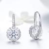 imageCubic Zirconia Leverback Dangle Hoop Earrings for Women 925 Sterling Silver Huggie Charm Round Halo CZ Drop Dangling Clip on Stud Earrings Dainty Wedding Jewelry Bridal Gift
