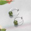 imageDainty Jade Ball Huggie Hoop Earrings for Women 925 Sterling Silver Minimalist Round Green Stone Drop Dangle Piercing Hoops Unique Birthday Christmas Hypoallergenic Jewelry 14mm
