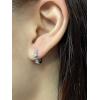 imageDouble Love Heart Cubic Zirconia Sleeper Small Hoop Earrings for Women Teen Girls S925 Sterling Silver Cartilage Tiny Cute Huggie Hoops Hypoallergenic for Sensitive Ear Blue CZ