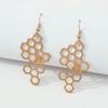 imageHoneycomb with Bee Dangle Earrings for Women Girls Gold Plated Hollow Enameled Bumblebee Hives Drop Fish Hook Stud Unique Lightweight Holiday Party Jewelry Gifts