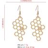 imageHoneycomb with Bee Dangle Earrings for Women Girls Gold Plated Hollow Enameled Bumblebee Hives Drop Fish Hook Stud Unique Lightweight Holiday Party Jewelry Gifts