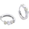 imageDouble Love Heart Cubic Zirconia Sleeper Small Hoop Earrings for Women Sterling Silver Cartilage Tiny Cute Huggie Hoops Hypoallergenic for Sensitive Ear Light Yellow CZ