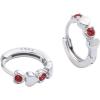 imageDouble Love Heart Cubic Zirconia Sleeper Small Hoop Earrings for Women Sterling Silver Cartilage Tiny Cute Huggie Hoops Hypoallergenic for Sensitive Ear Red CZ
