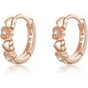 imageDouble Love Heart Cubic Zirconia Sleeper Small Hoop Earrings for Women Teen Girls S925 Sterling Silver Cartilage Tiny Cute CZ Huggie Hoops Clip Hypoallergenic for Sensitive Ear 14K Rose Gold Plated