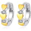 imageTwoTone Love Heart Cubic Zirconia Sleeper Small Hoop Earrings for Women Teen Girls Silver Gold Cartilage Tiny Cute Huggie Hoops Hypoallergenic for Sensitive Ear