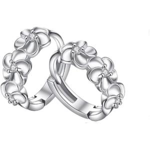imageBlossom Small CZ Flower Hoop Earrings for Women 925 Sterling Silver Cubic Zirconia Huggie Cute Daisy Flowers Cartilage Hoops Hypoallergenic Dainty Birthday Wedding Jewelry Gifts for Mom Daughter