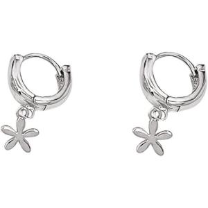 imageFlower Small Hoop Earrings for Women Girls 925 Sterling Silver Cute Charms Dangle Drop Tiny Chunky Huggie Hoops Cartilage 18G Piercing Cuff Wrap Clip Fashion Minimalist Jewelry Gifts Silver