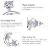 imageDelicate CZ Crescent Moon Dangle Star Stud Earrings for Women Teen Girls 925 Sterling Silver Hypoallergenic Piercing Ear Small Huggie Studs Tragus Asymmetrical Earring Cute Jewelry for Daughter