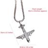 imagePunk Airplane Pendant Necklace for Women Men Vintage Silver Plated Stainless Steel Plane Drop Box Chain Fashion Rock Hip Hop Jewelry Unisex 24 inch