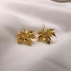 imageGold Maple Leaf Dangle Earrings for Women 18K Gold Plated Dainty Hammered Autumn Fall Statement Charms Drop Fish Hook Dangling Earring Vintage Holiday Festival Accessories Jewelry Gifts