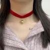 imageVintage Black Red Velvet Choker Necklace for Women Gothic Victorian Round Love Heart Jingle Bell Charms Adjustable Chain Necklaces Holiday Dress Accessories Punk 80s 90s Christmas Valentine Cosplay Party Jewelry RBell