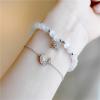 imageMoon Star Cat Eye Stretch Bracelet CZ Ball Beaded Bracelets Set for Women Girls Dainty Wedding Friendship Charms Adjustable Link Chains Comfortable Gifts 2 PCS