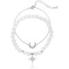 imageMoon Star Cat Eye Stretch Bracelet CZ Ball Beaded Bracelets Set for Women Girls Dainty Wedding Friendship Charms Adjustable Link Chains Comfortable Gifts 2 PCS