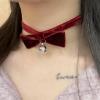imageVintage Black Red Velvet Choker Necklace for Women Gothic Victorian Round Love Heart Jingle Bell Charms Adjustable Chain Necklaces Holiday Dress Accessories Punk 80s 90s Christmas Valentine Cosplay Party Jewelry RBow