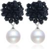 imageBoho Beaded Pearl Dangle Drop Earrings for Women Girls Piercing Ear Bohemian Big Round Ball Bead Stud Post Handmade Cluster Fashion Earring Jewelry Gifts 5 Colors Black
