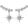imageUnique CZ Star Dangle Cuff Stud Earrings for Women Teen Girls Sterling Silver Small Cute Crystal Diamond Crawler Climber Piercing Drop Wedding Jewelry Hypoallergenic Delicate Gifts Sterling Silver