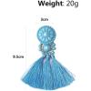 imageBoho Round Fringed Dangle Earrings for Women Girls Acrylic Bohemian Geometric Long Tassel Thread Statement Drop Circle Ball Stud Hypoallergenic Retro Colorful Y2K Jewelry Gifts Blue