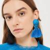 imageBoho Round Fringed Dangle Earrings for Women Girls Acrylic Bohemian Geometric Long Tassel Thread Statement Drop Circle Ball Stud Hypoallergenic Retro Colorful Y2K Jewelry Gifts Blue