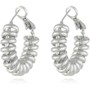 imageUnique Spiral Hoop Earrings for Women Girls Hypoallergenic 925 Sterling Silver Post Minimalist Round Swirl Twisted Threader Leverback Huggie Hoops Fashion Boho Retro Y2K Jewelry Silver Plated