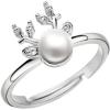 imageCute Deer Ring for Women Teen Girls Adjustable Expandable CZ Imitation Pearl Reindeer Animal Statement Open Wrap Rings Comfort Fit Nickle Free Birthday Christmas New Year Jewelry Gifts Crystal Antler